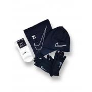 Зимний набор футболиста (перчатки, бафф, шапка) Nike черный